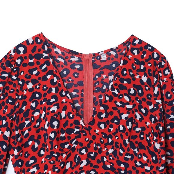 Chic Red Animal Print Mini Dress - Picture 4 of 8